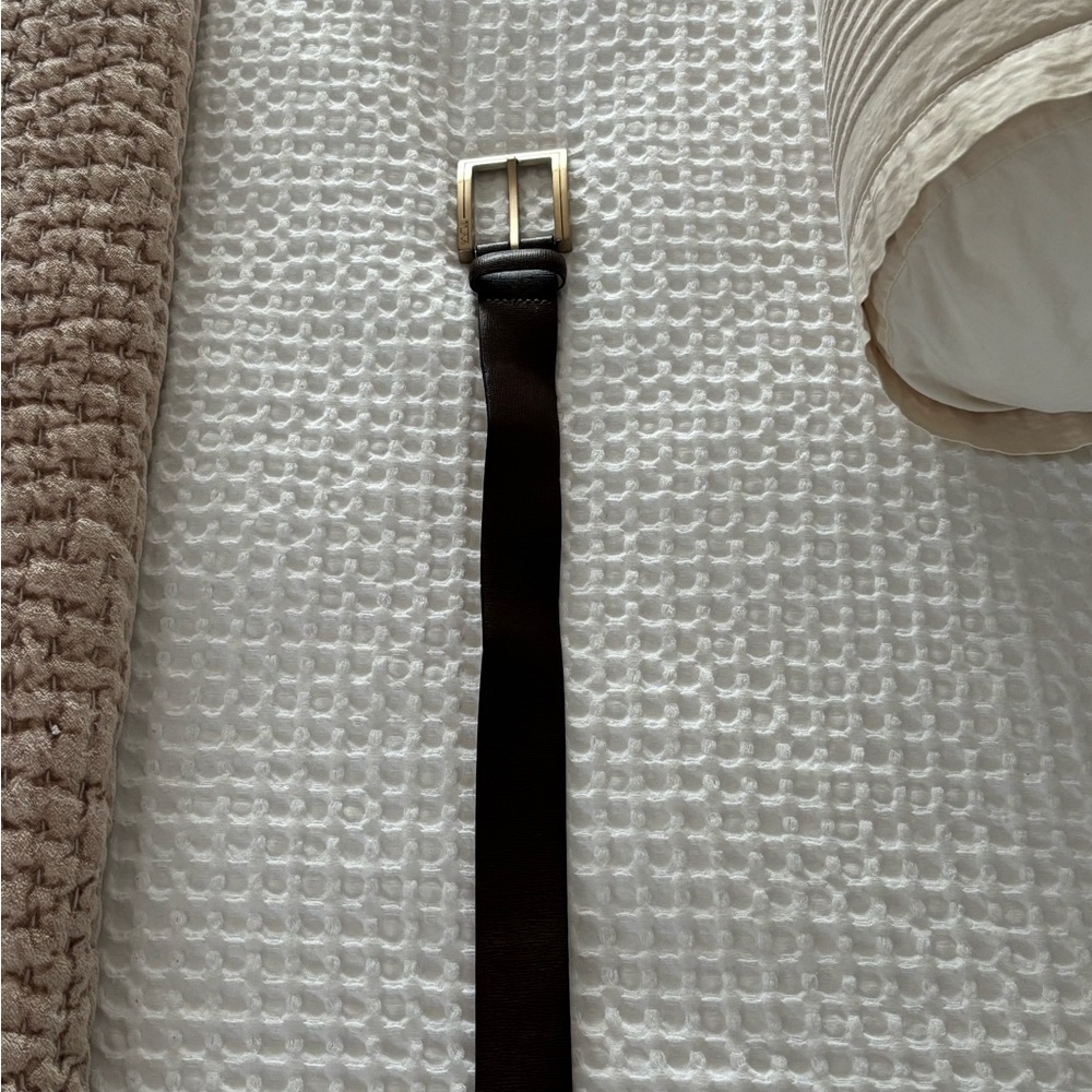 TUMI Dark Brown Belt with Gold-Tone Buckle -MEN'S - Picture 7 of 9